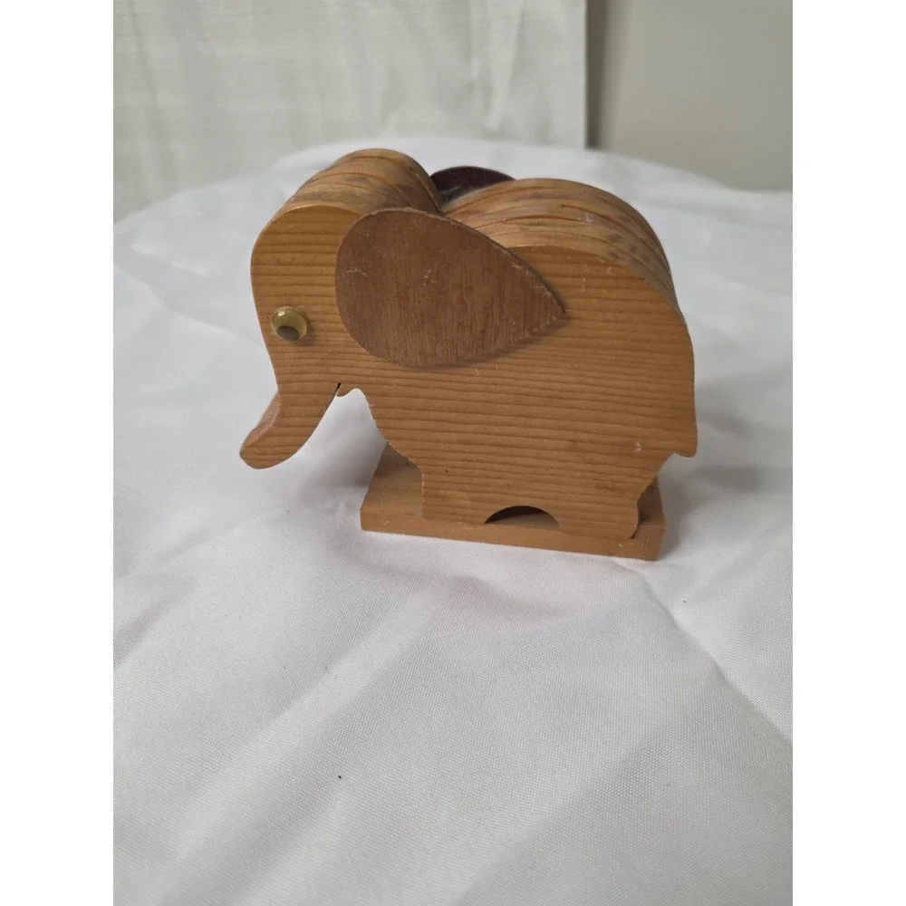 Wooden Elephant Coaster Set Of 4